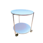 Set Van 2 Verrijdbare Ikea Rvs Met Wit Melk Glas Ronde Bijzet Tafeltjes thumbnail 1
