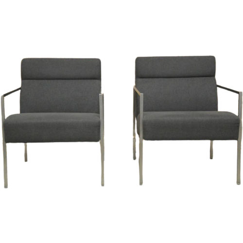 2 Strakke Donkergrijze Stoffen Design Fauteuils Prijs Ps