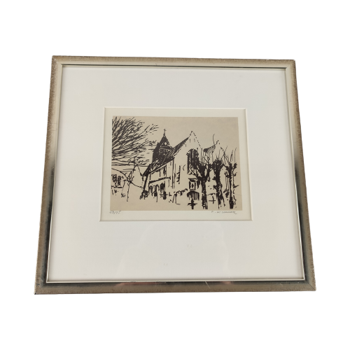 Paul De Cocker - Lithografie- Kerk Van Wulveringem