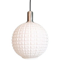 Vintage Getextureerde Witte Opaline Hanglamp, 1960-70