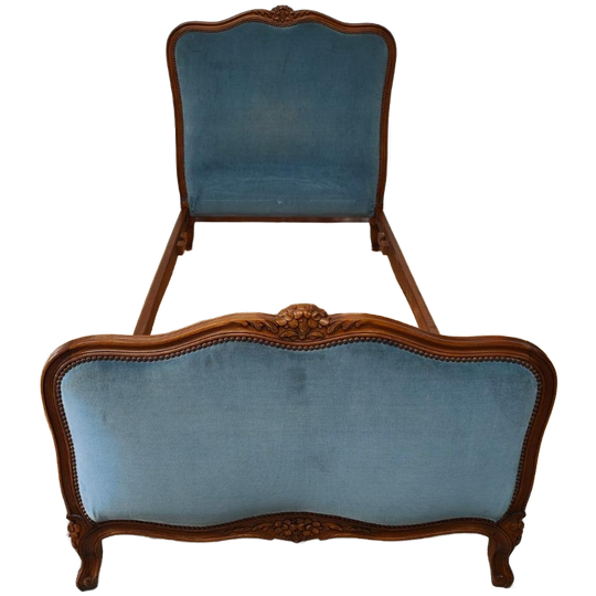 Antiek Vintage Frans Eenpersoonsbed, Queen Ann Brocante Bed 1