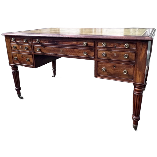 Antiek Engels Buro, Partnerdesk, Aan Beide Zijden Bruikbaar, 90 X 150 Cm 1