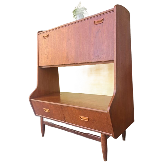 Vintage Teaken Secretaire / Barkast / Kast 1