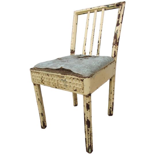 Antieke Industrieel Ijzeren Stoel 1