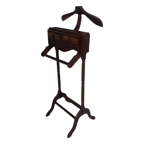 Dressboy / Valet Stand - Made In England - Two Drawers And Elegantly Shaped Wooden Frame