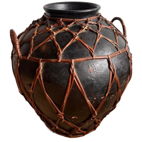Xl Black Pottery Kruik Pot Vaas Vintage
