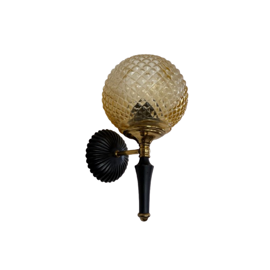 Vintage Wandlamp Met Amberglas 1