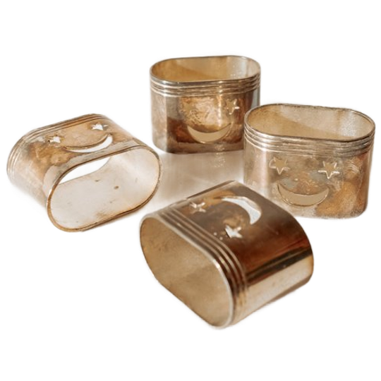 Set Van 4 Zilveren Servetringen Met Smiley Gezichtjes 1