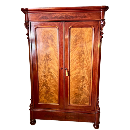 Uitneembare Antiek Mahonie Kast Met Planken En Lades, 188 Cm Hoog 1