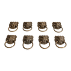 8 Set Prachtig Bronzen Antieke Kastbeslag Leeuwenkop, Jaren '30/'40 thumbnail 1