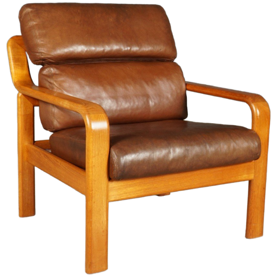 Vintage Leren Fauteuil – L. Olsen & Søn – Møbelfabrik K/s – Jaren 60 1