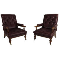 Paar Antieke Bibliotheekstoelen - Originele William Morris & Co Edinburgh Gestempelde Fauteuils