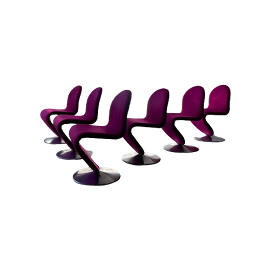 Six Dining Chairs 'system 1-2-3' By Verner Panton For Fritz Hansen, 1970 1