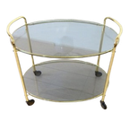 Vintage Bijzettafel Jaren 70 Serveerwagen Trolly Goud Kleur thumbnail 1