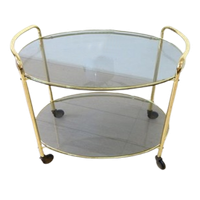 Vintage Bijzettafel Jaren 70 Serveerwagen Trolly Goud Kleur