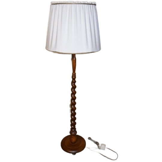 Vintage Eiken Vloerlamp Met Kap In Mid-century Stijl 1