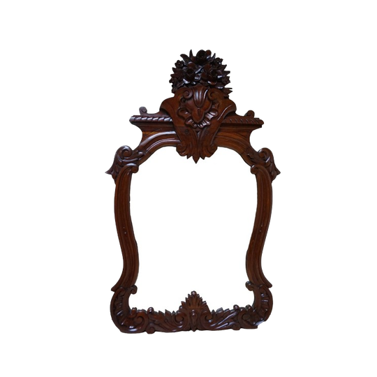 Antieke Barok Mahonie Houten Wandspiegel/ Schouwspiegel 1