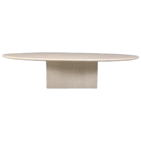 Vintage Oval Travertine Coffee Table, 1970s 1
