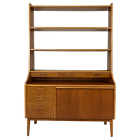 Scandinavisch Vintage Teak Fineren Boekenkast