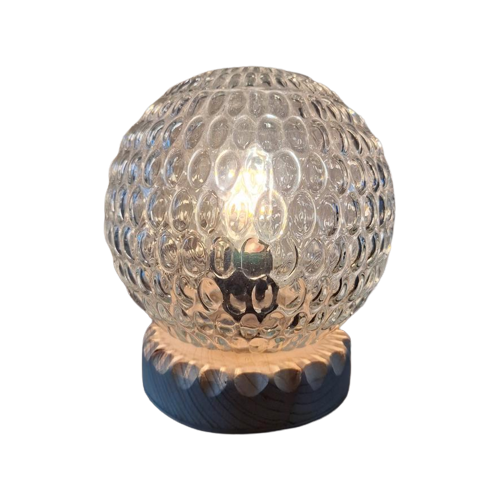 Retro Vintage Tafellampje, Unieke Lamp, Glazen Bol
