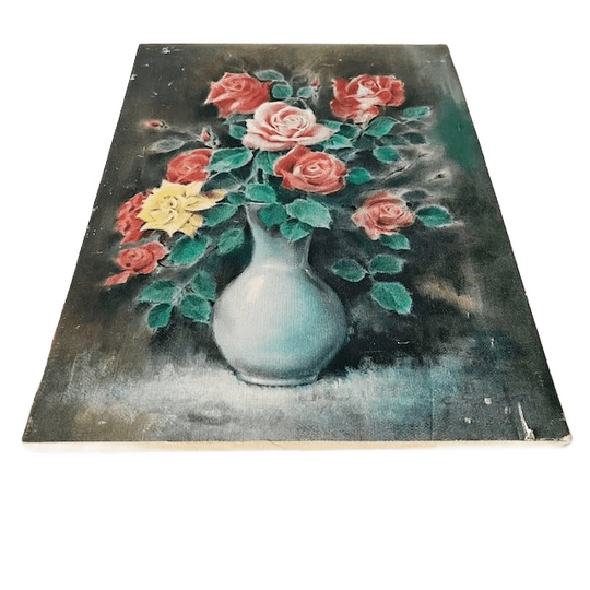 Vintage Bloemenschilderij Rozen Naar C. Ravel 1950’s 1
