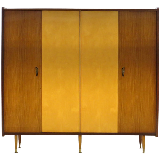 Vintage 4-deurs Design Kledingkast In Esdoorn En Teak, 1950s 1