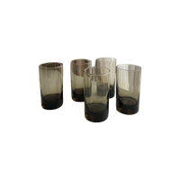 4 X Smoked Glass Water Glasses