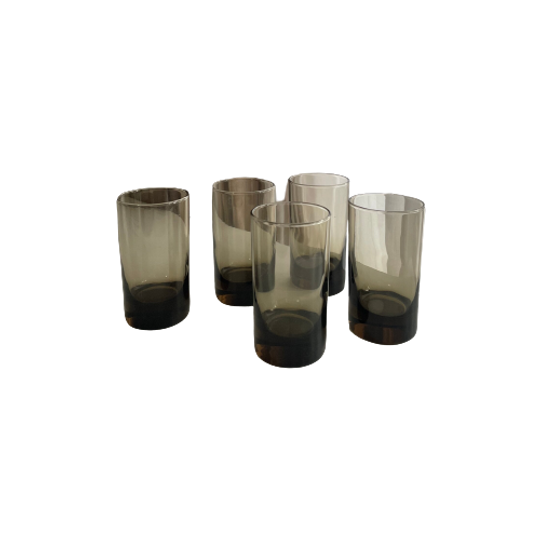 4 X Smoked Glass Water Glasses 1