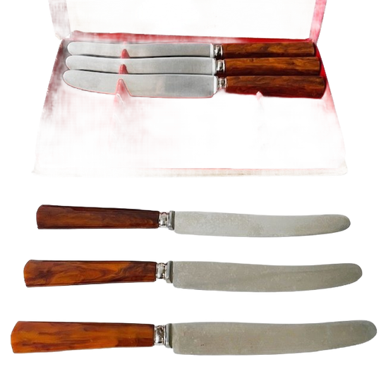 Amefa Botermessen Vintage Set Rvs Bakeliet 1