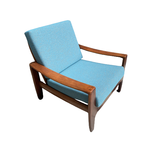 Scandinavian Armchair 1960S Blue Fabric