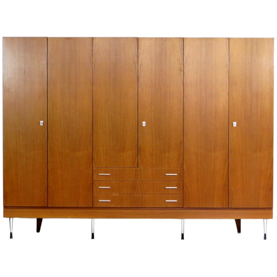 Xl Mid Century 6-deurs Kledingkast In Teak, 1960s 1