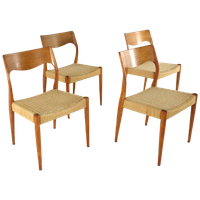 Set 4 Fristho Eetkamerstoelen Stoelen Vintage Papercord Naar Niels O Moller Model 71