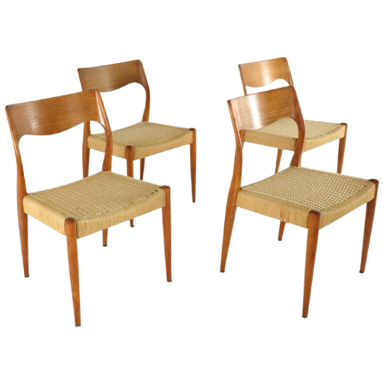 Set 4 Fristho Eetkamerstoelen Stoelen Vintage Papercord Naar Niels O Moller Model 71 1