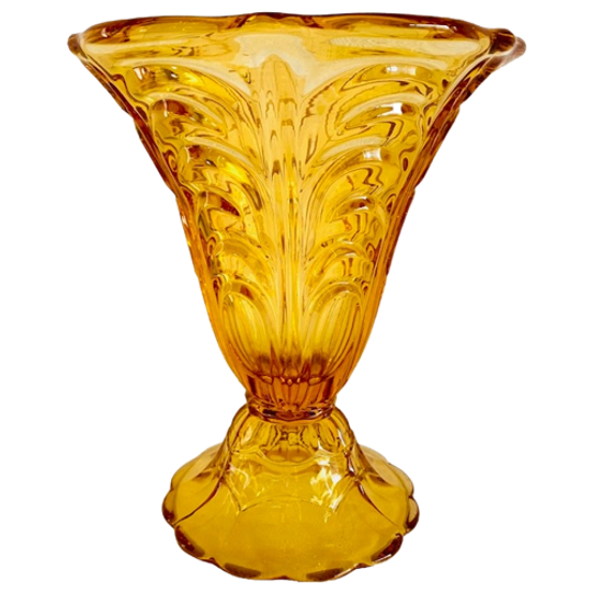 Artdeco Vaas Amber Glas 1930’s 1