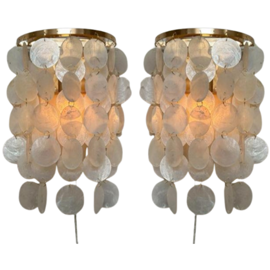 10beschikbaar ! Capiz Schelpen Wandlampen Lamp Goud Frame 1