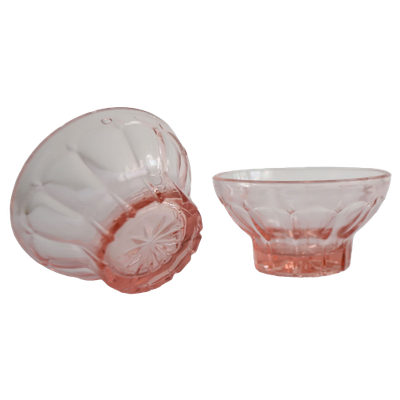 Set Van 9 Vintage Persglas Schaaltjes Roze, Art Deco