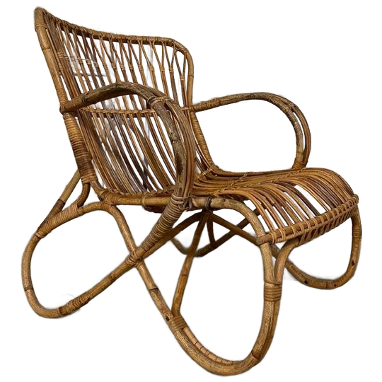 Vintage Belse 8 Rotan Fauteuil. Design. Jaren ‘50. 1