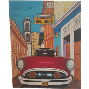 Schilderij - Cuba - Auto - Amerikaanse Slee - 48 Bij 60