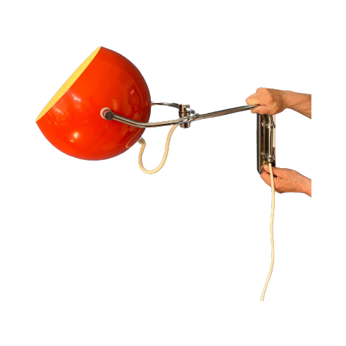 Rode Gepo Wandlamp - Eyeball Wandlamp - Mid Century Lamp