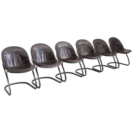 Vintage Eetkamer Stoelen Gastone Rinaldi Voor Thema Italy, Jaren 70, Set Van 6 1
