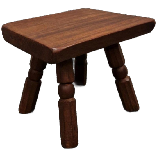 * Vol Teakhout Vintage Krukje Plantentafel Jaren 70 Brutalist 1