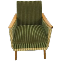 Groen Fluweel Stoffen Fauteuil Met Houten Leuningen