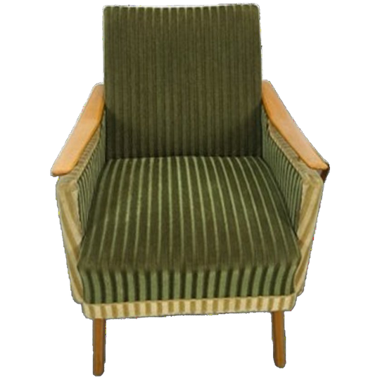 Groen Fluweel Stoffen Fauteuil Met Houten Leuningen 1