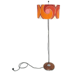 Jaren 70 Vloerlamp Met Gekleurde Kap En Fineer Voet thumbnail 1