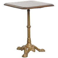 Stijlvolle Antieke Franse Bistro Tafel Met Een Sierlijke Goudkleurige Gietijzeren Poot