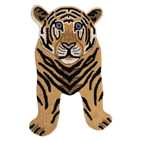 Vloerkleed Tijger 60x90 Cm Bruin Wol - Clayre En Eef - Dieren Tapijt 1