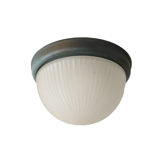 Vintage Kleine Plafonniere, Geribbeld Frosted Glas, Jaren '80/'90 1