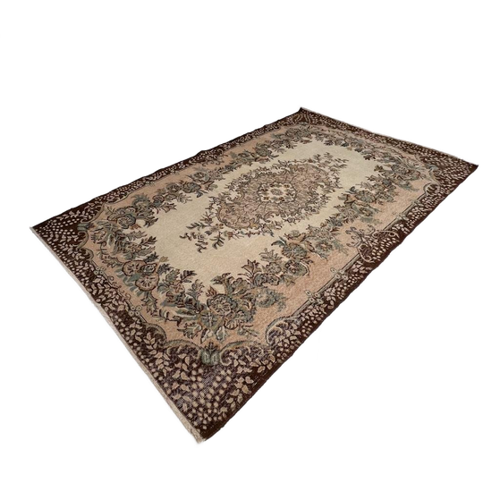 Bruin Blauw Vintage Yuruk Vloerkleed 265 X 170 Cm, 1960's 1