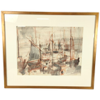 José Van Gucht - Aquarel - Havenzicht thumbnail 1