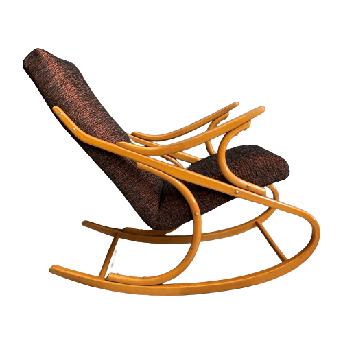 Rocking Chair By Ton In Black And Peach Fabric